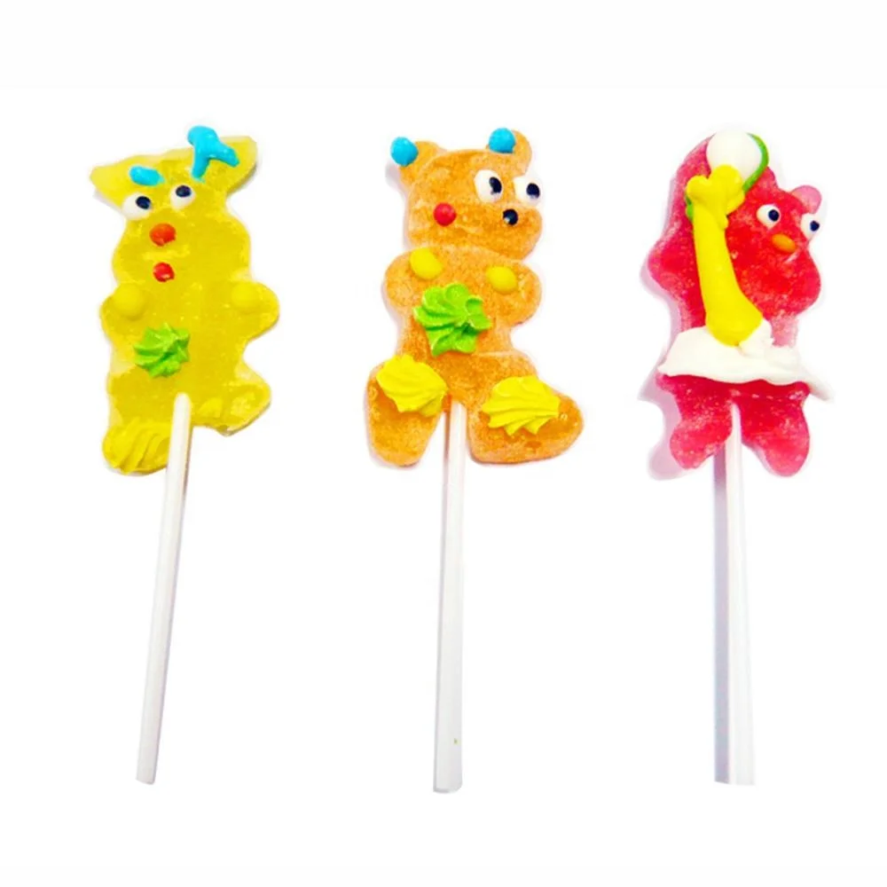 Bulk Customized Handicraft Heart Lollipop Sticks Shape Jelly Lollies Popping Candy
