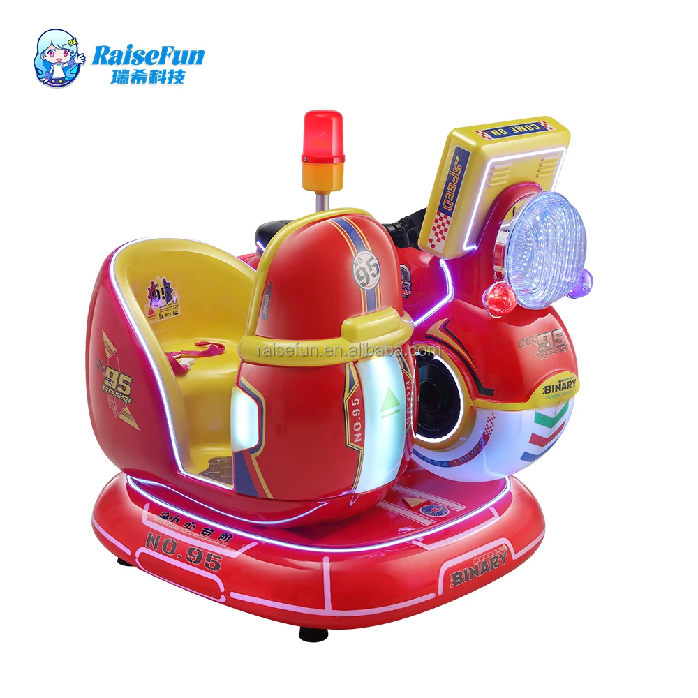 Two Seater Coin Operated 3D Motorcycle Swing Machine With Interactive LCD Screen Lights Music