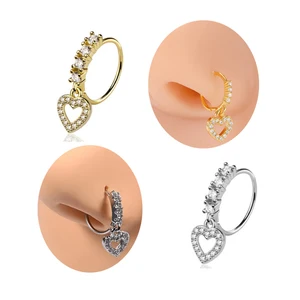 2026 New Arrival Fashion Nose Rings Heart Hoop Hinged Segment Ring Lip Piercing Ear Stud Rings Body Piercing Jewelry Wholesale