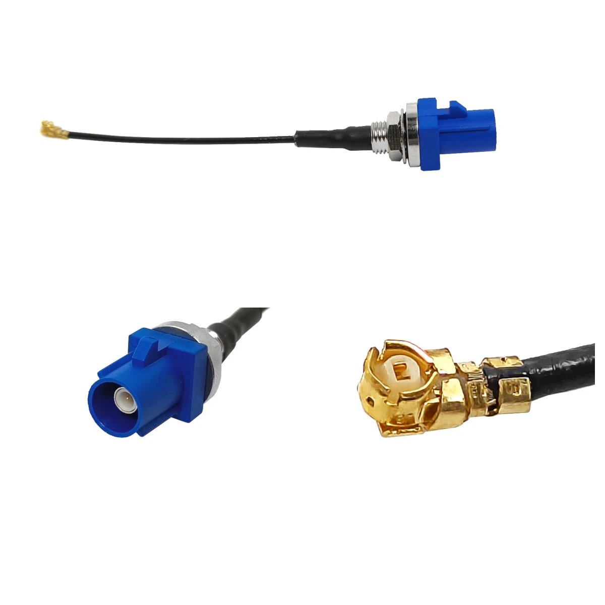 Factory Male Blue Fakra SMB Fakra Plug C Type to UFL MHV 1.37mm Rf Coax Jumper Cable Assembly (rf) Pigtail Connector 15cm