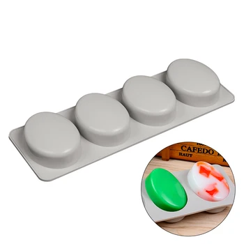 4 Cavity Recycle Oval Soap Mold Silicon customize Form Soap Making Homemade Mold Craft For Family Bathroom Custom Soap Shaped