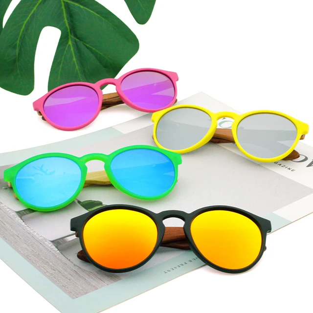 Hot Selling Biodegradable Kids Sunglasses Retro Bamboo Sunglasses Polarized