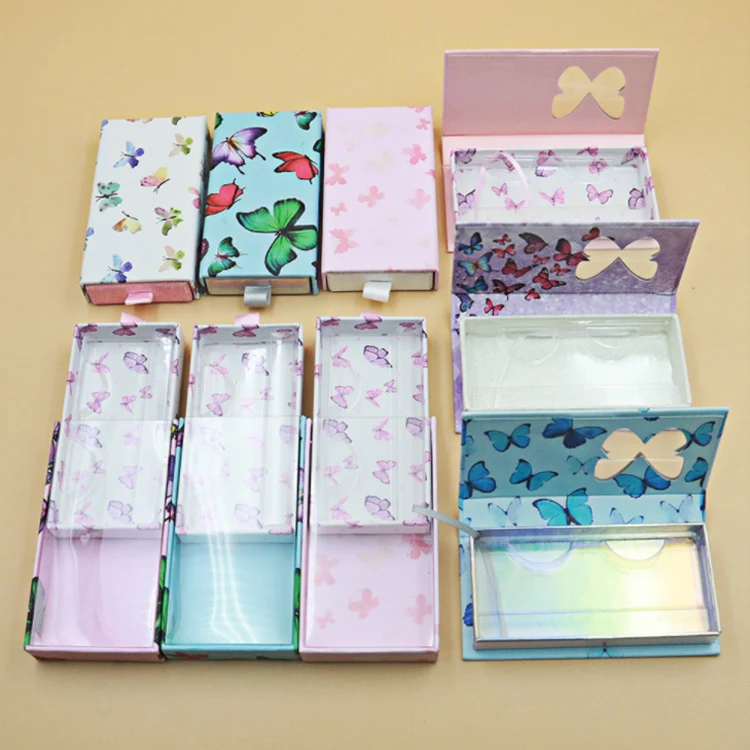 Custom Lashbox Container Empty Lashesbox Butterfly 25mm Strip Lash Case  Eco Friendly Eyelash Packaging Box