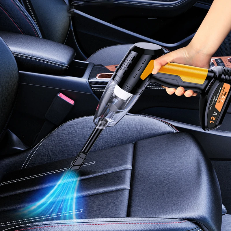 Multifunctional Four-In-One Powerful Tire Air Pump & Vacuum Cleaner with Tire Pressure Monitor ABS Material for Car & Home Use - view 6