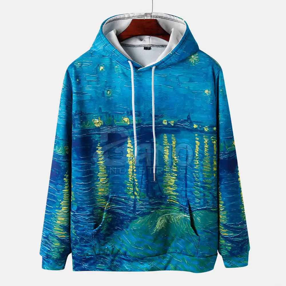 Custom Sublimation Hoodie Polyester Island Style Souvenir Gift Hoodies All Over Printing Pullover Blank Hoodies for Men