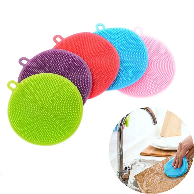 Hot Sale Silicone  Cleaning Brushes Dish Bowl Scouring Pad Pot Pan Easy to clean Wash Brushes Cleaning Brushes KitchenR0759