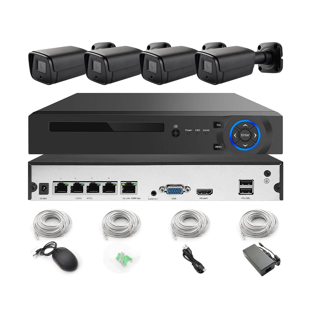 4CH  4MP IP Camera Outdoor Bullet Camera Surveillance Security POE NVR  Kit
