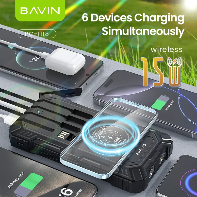 BAVIN PC1118 20000mah Solar Power Bank with Fast Charging