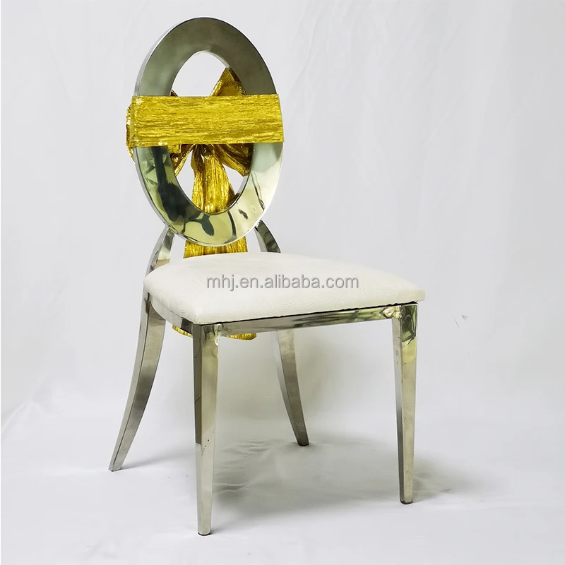 Новый стиль, роскошный стул из нержавеющей стали с круглой спинкой для банкета, мероприятия, свадьбы