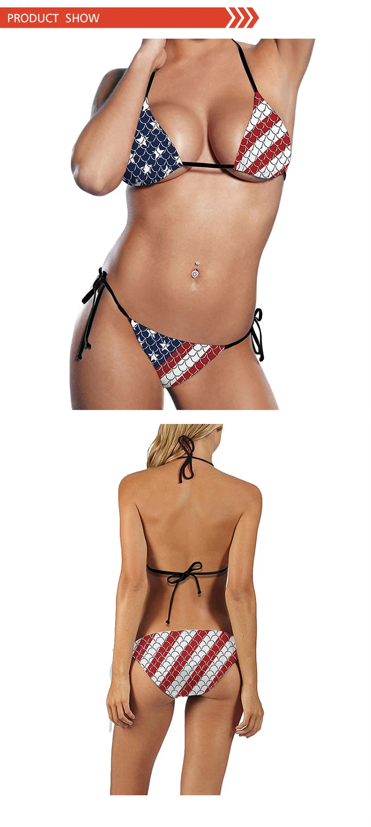 2022 Women's Summer Beach Striped Bikinis Wholesale Custom Sexy Print