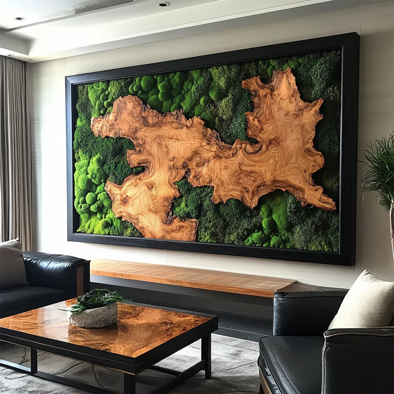 Wholesale Custom Wooden Moss Wall Panel with Preserved Moss Art Frame ...
