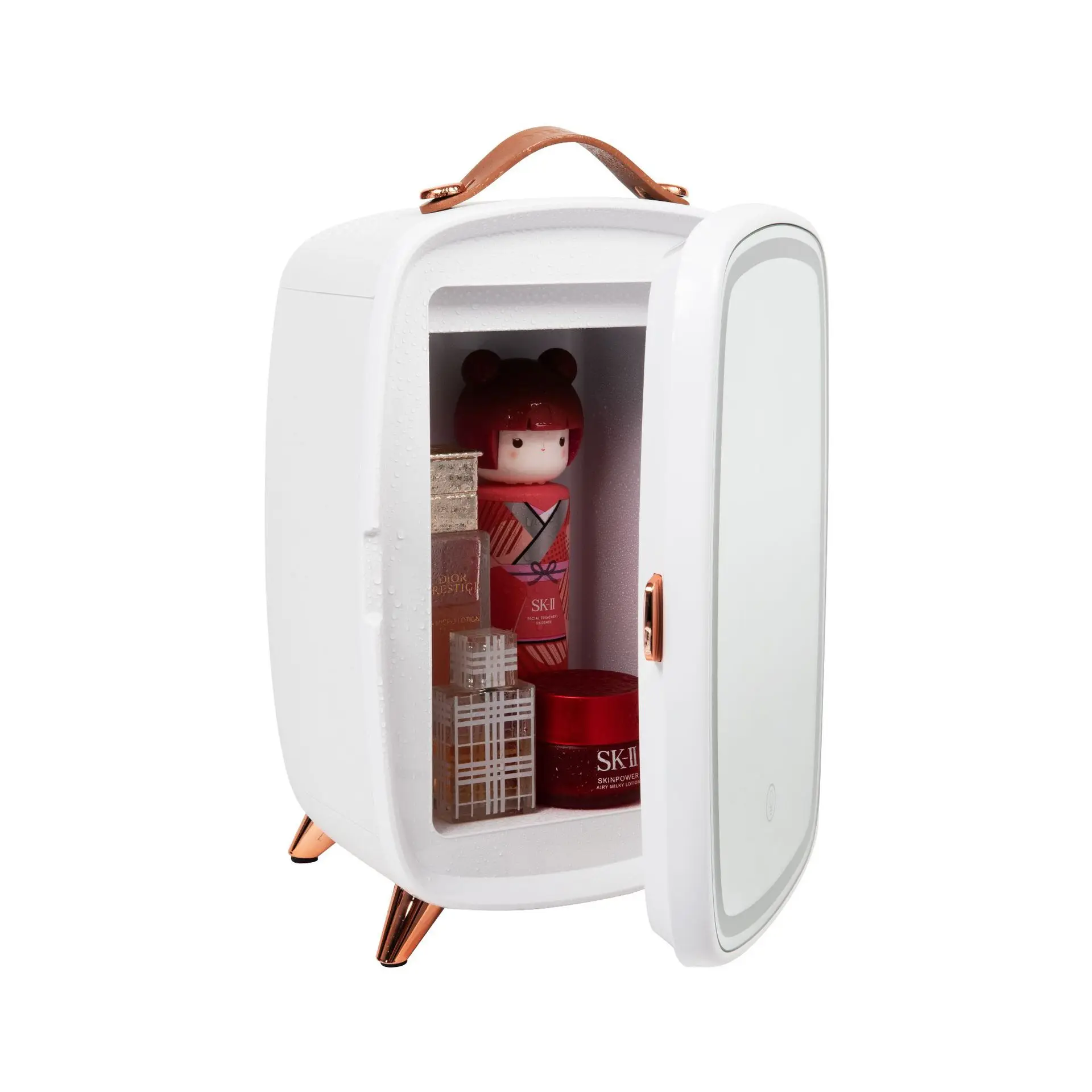 Processing Customizing 6L Mirror Led Auto-Defrost Cosmetic Refrigerator Home Dormitory Mini Portable Beauty Refrigerator