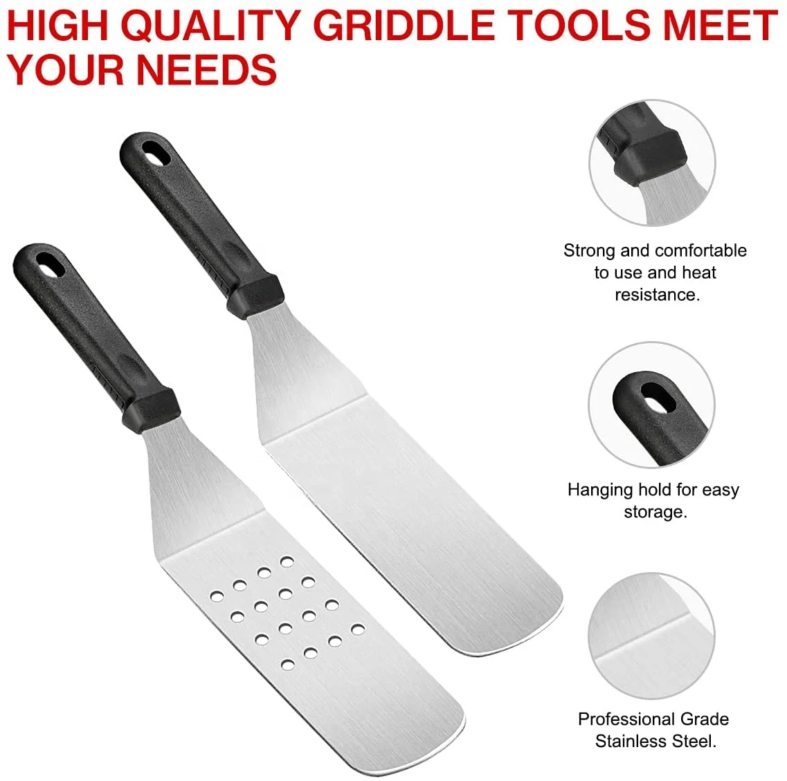 Griddle Accessories,15 Pcs Flat Top Grill Accessories kit for Blackstone  and Camp,Stainless Steel BBQ Accessories with Spatula, Basting