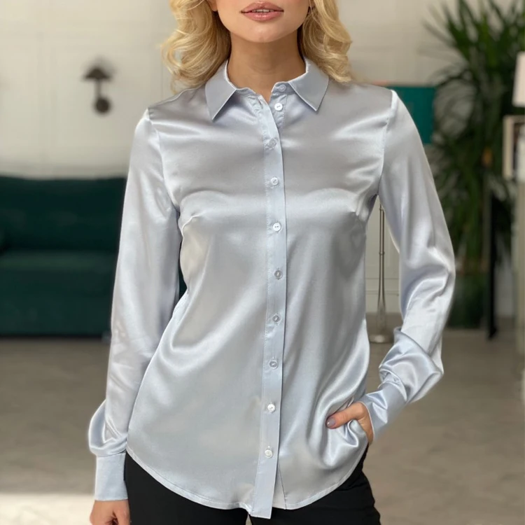Wholesale Oem Custom Women Designer 100% Pure Mulberry Silk Shirt White ...