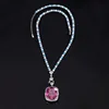 Platinum dried rose pendant with wild chain