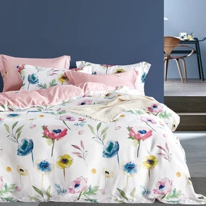 4pcs Printed Ten Cel Fiber  Flowers Duvet Cover Set