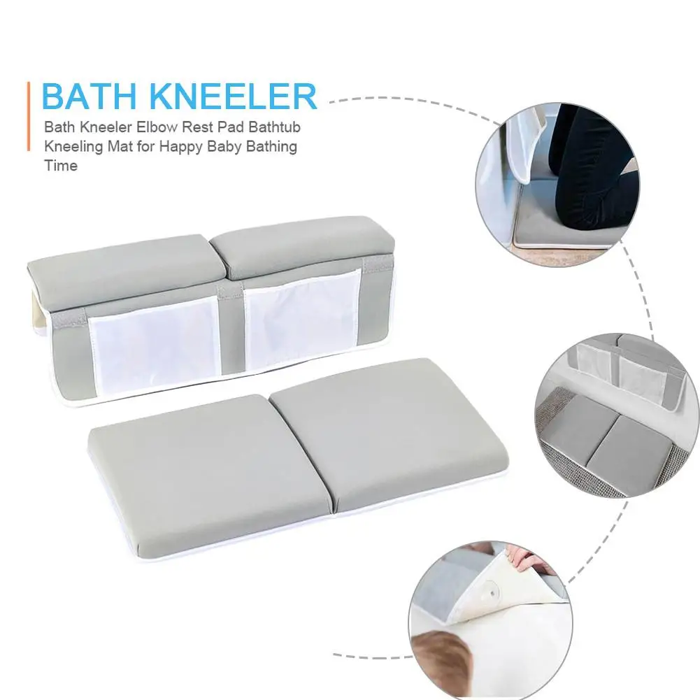 Baby Bath Mat Easy to Install for Bath Kneeler and Elbow Rest Pad with Mesh Pockets factory