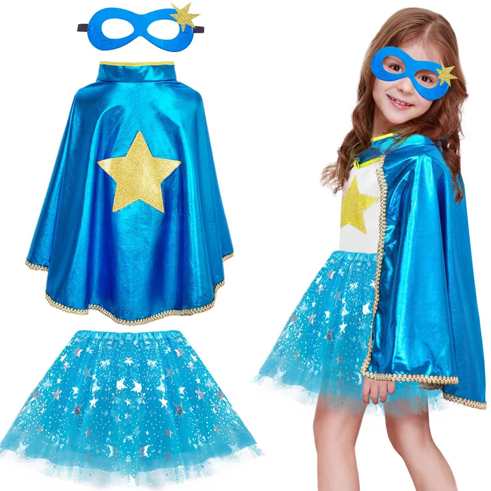 D.Q.Z Super 'Super Sis' Cape & Mask Costume Set With Tutu - Big Sister Role Play Gift For Girls - View #12