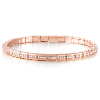 custom  fashion Jewelry bracelet  18K gold  square tube Spring  diamond  bracelet