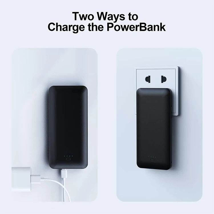 PD20W Power Bank 10000mAh Built-in Folding AC Plug, Portable Multi-Port Power Bank with 3 Cables, Black White Blue Pink PB147AC