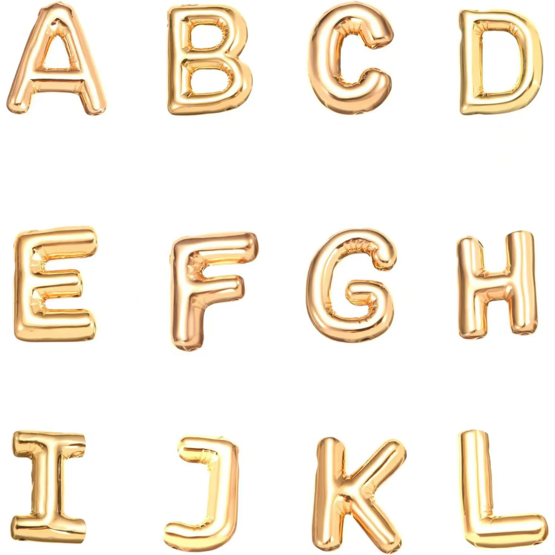 Rinhoo Gold Bubble Initial Letter Pendant Necklace Chunky Alphabet Chubby Helium Balloon INS New Fashion Necklace for Women Boy