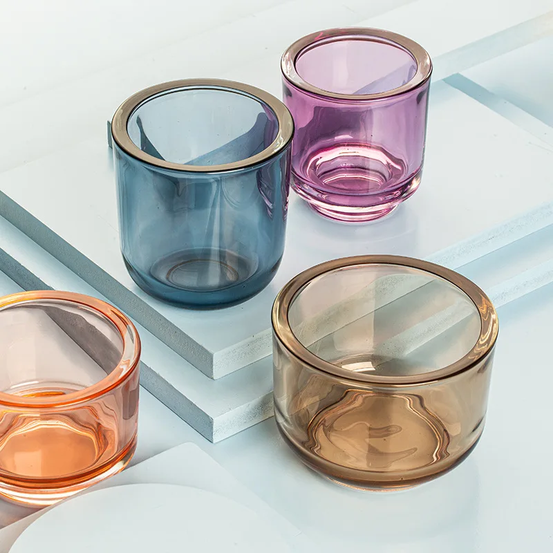 Luxury Empty clear Thick Walled Bottom Glass Candle Jar Box