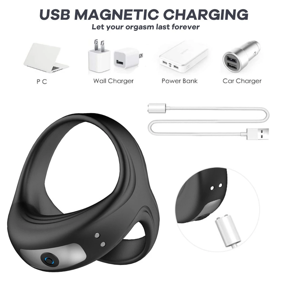 Delove Adult Sex Toy Vibrating Penis Ring with 10 Vibration Modes  Waterproof & USB Rechargeable for Men