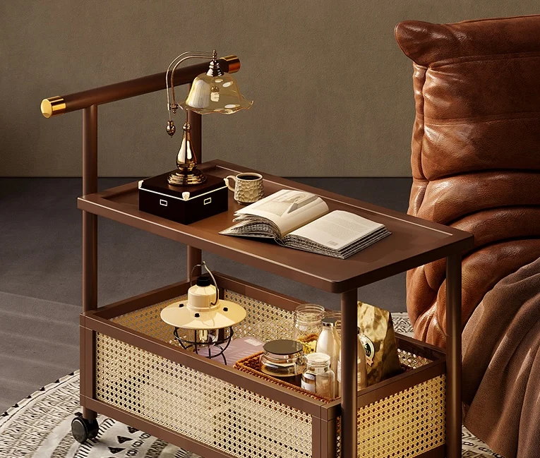 Bamboo Table Trolley Removable Storage Sofa Side Corner Coffee Table ...