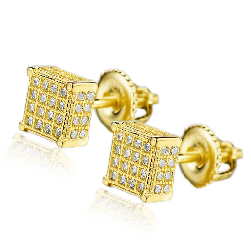 Hailer Joyas Square Mens Hip Hop Earrings Real Moissanite Diamond