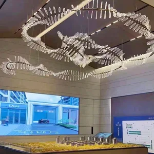 Custom Acrylic Horse Race Skeleton Lamp Dragonfly Lobby Art Chandelier for Hotel Club Atmosphere Lighting Pendant Lights