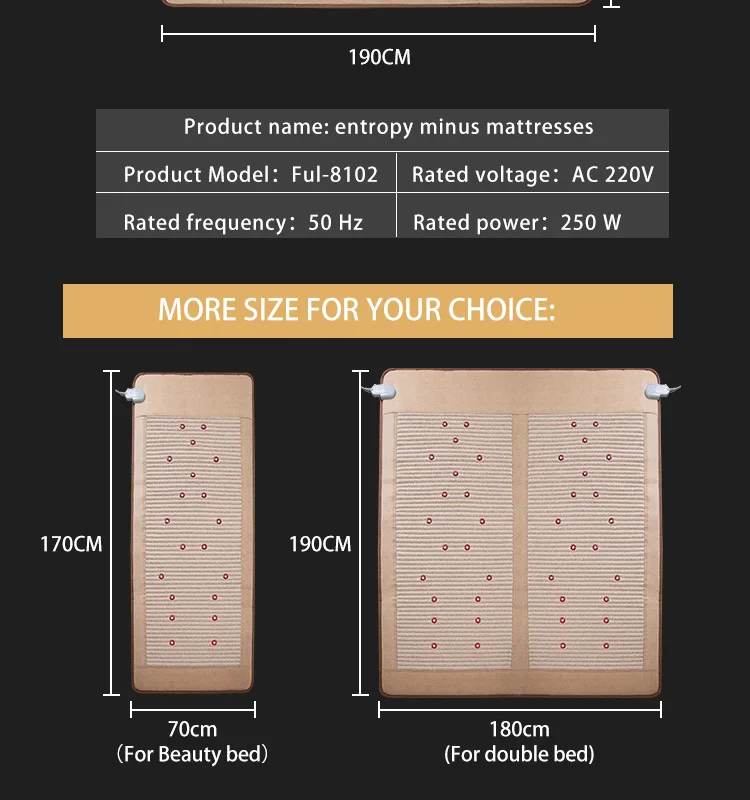 Fumei 3 Colors Photon Light Far Infrared Heated Mats Tourmaline Jade