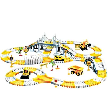 Assembly Flexible Block Magical Tracks Race Tracks Flexible Luminous Track with Electric LED Car 231pcs Slot Toys for Kids