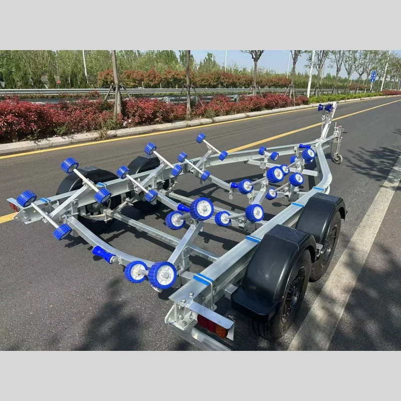 高品質21フィートタンデムアクスルポリバンクアルミボートトレーラー