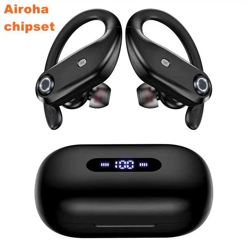 Earphones Bluetooth Wireless, Noise Cancelling Earbuds for Workout Running  Gym,auriculares inalámbricos Deep Bass Earbuds Over Ear Hooks,Waterproof