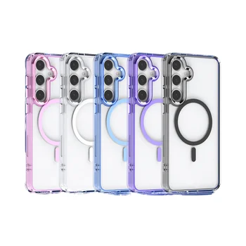 Clear Shockproof Transparent TPU & PC Material Magnetic Phone Case For for Samsung S24 Ultra Plus A55 Mobile Phone Cases