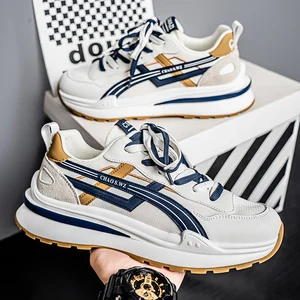 2026 New Thick Soled Walking Shoes Men's Breathable Running Shoes Frenulum Men Casual Shoes