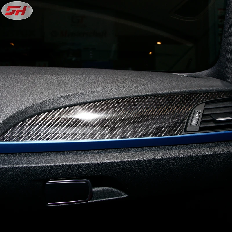1pc Dry carbon fiber Accessories Interior Trim Central control press the cover plate For BMW 1 2 Series F21/F22/F23 2012-2016