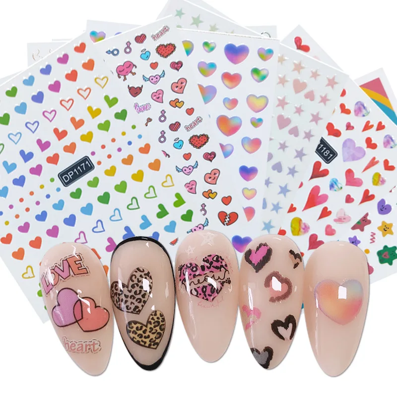 Nail Art Stickers Cute Heart Shape Stars Sticker Letters Design Pink Dotting Decal Slider Diy Manicure Tool Wraps Wholesale Buy Valentine S Stickers For Nail 3d Black Gothic Style Self Adhesive Slider