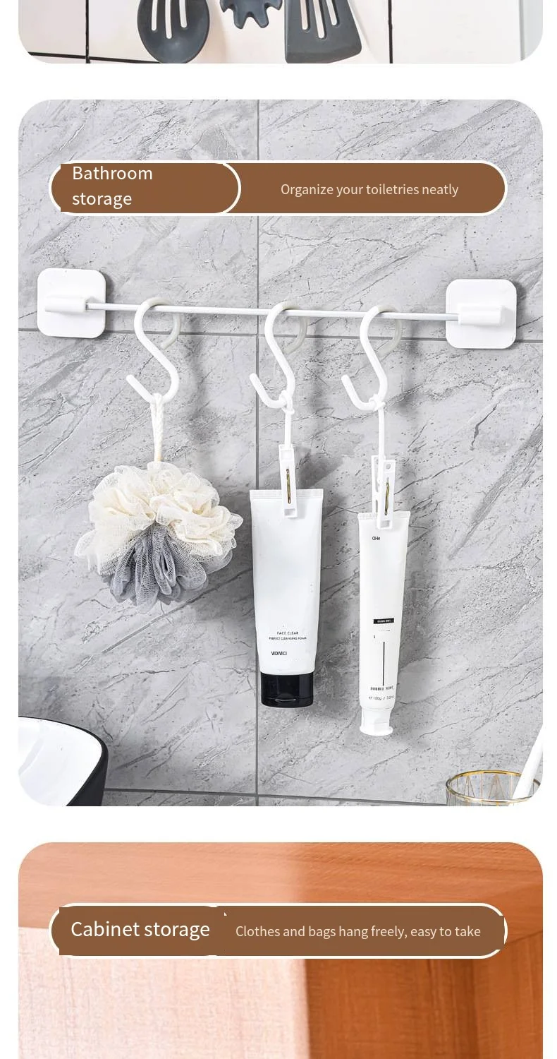 Soft head s type with clip non-punching bathroom s hook hanging clothes towel key bag kitchen anti-fall hook details