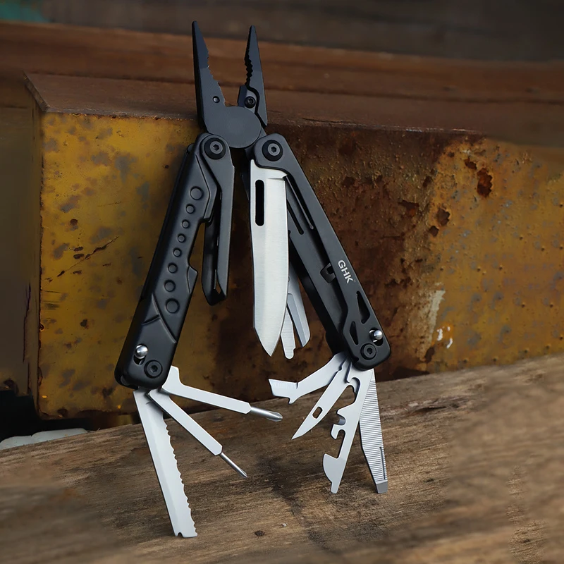 Multi Tool Pin 18 in 1 Full Locking Multitool Needle Nose Pliers Pocket Knife Keychain ...