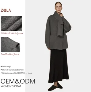 Fashion Style Casual Short Length Handmade Eco-Friendly Winter Woolen Coat Scarf Double Sided Button Closure 70% Wool 30%