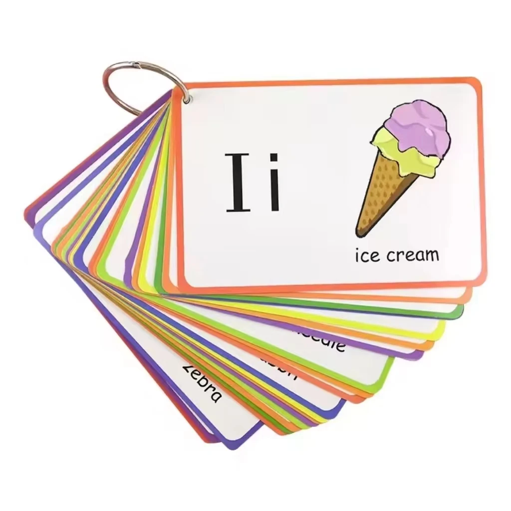 Custom Graphic Alphabet Cartoon Color Cognitive Flash Playing Cards Set for Kids Family and School Education