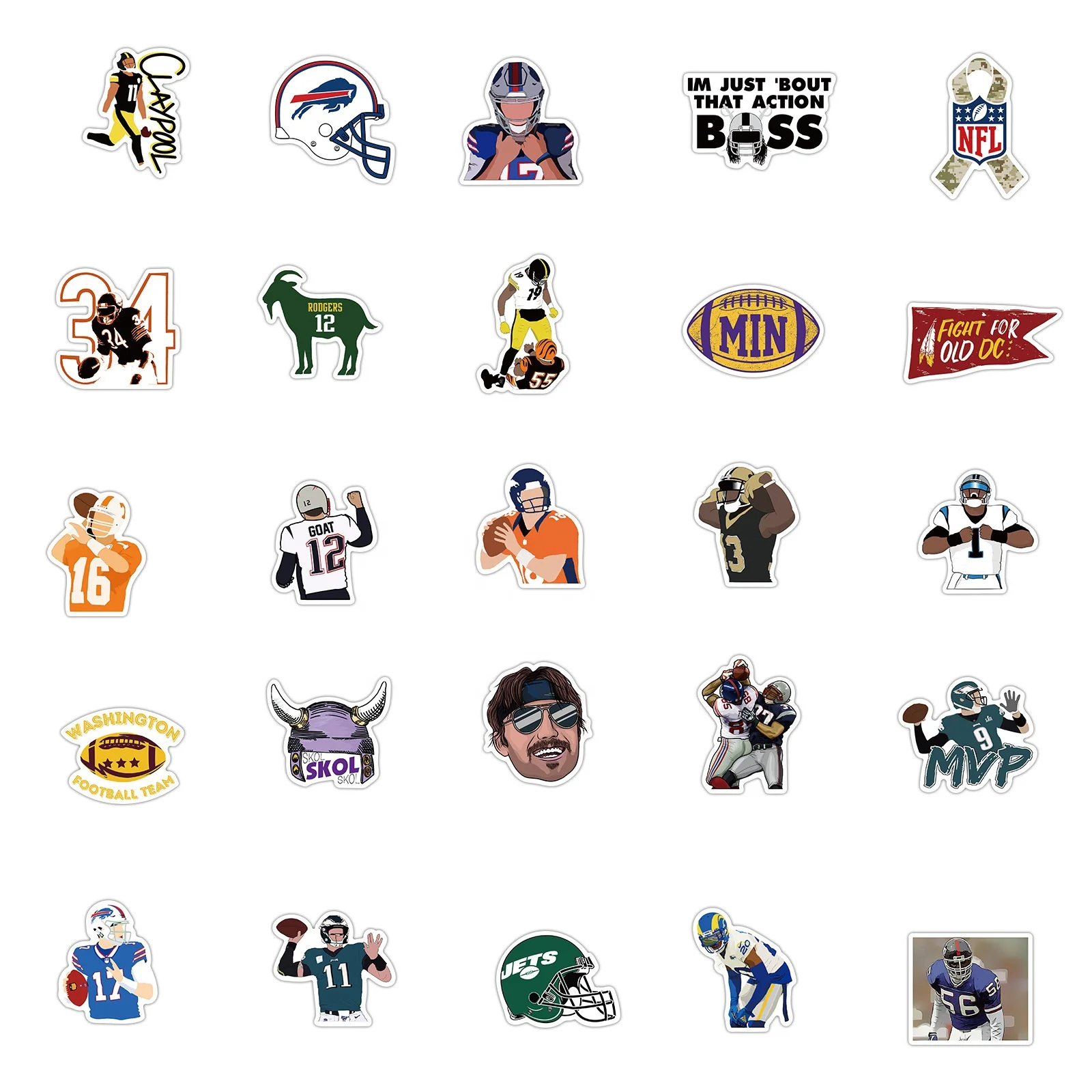 Autocollant Déco Football Américain Style Polygonal - Neuf Multicolore