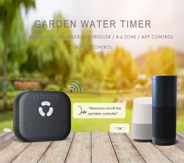 Smart Sprinkler Water Timer 6 Zone Wifi Voice Control Garden Drip
