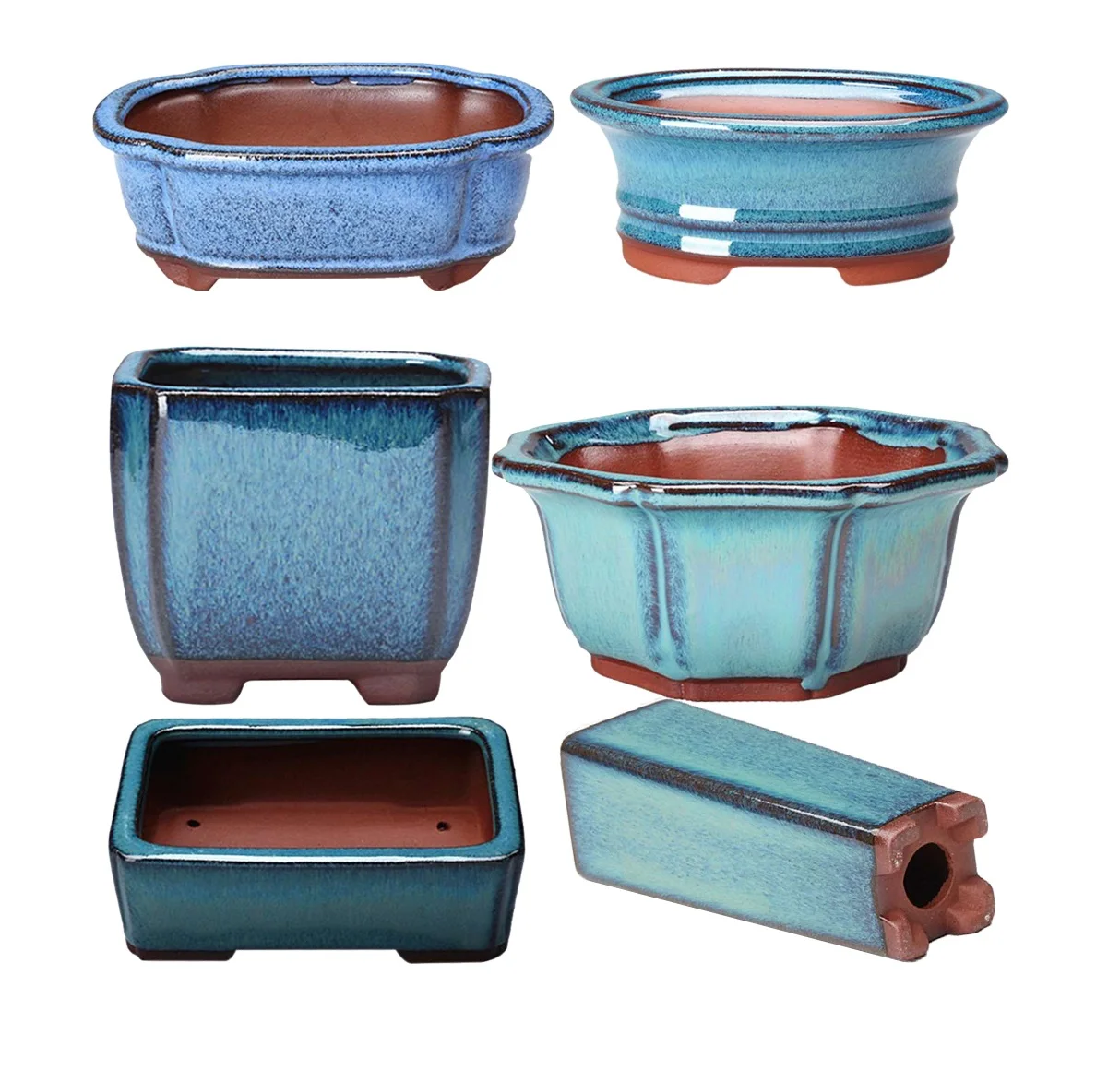 Yixing Bonsai Pots Japan Blue Kiln Change Round Shape Bonsai Pot Bonsai