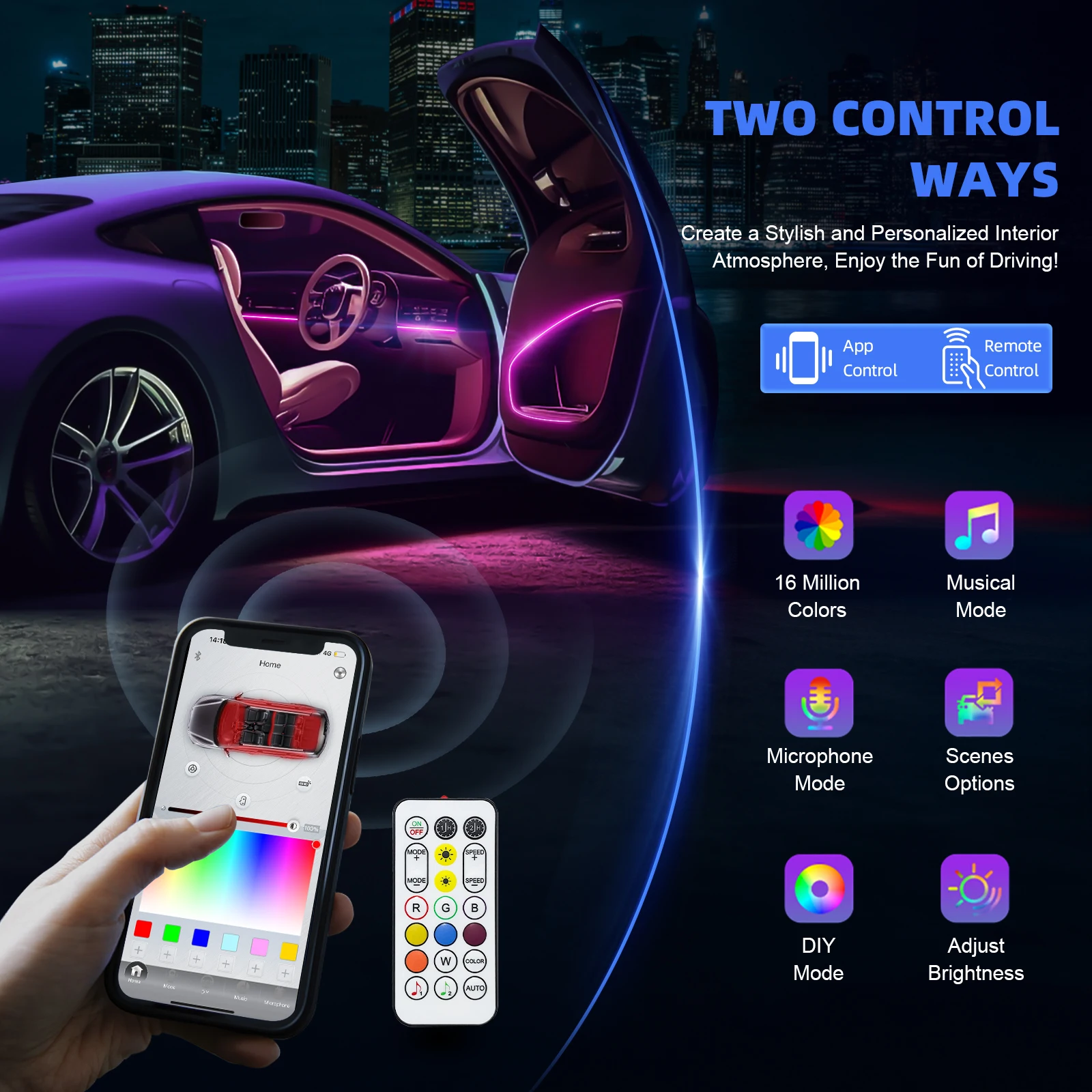 Defvnsy Auto LED Innenbeleuchtung, 17 In 1 RGB Ambientebeleuchtung Auto