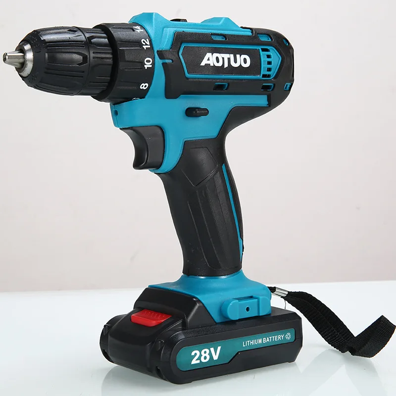 product customized cross border charging drill lithium battery 28v dual speed screwdriver wrench machine toolbox package-4