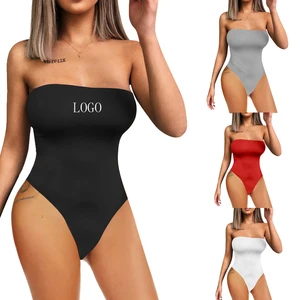 Summer Beach Suit Sexy Bodysuit Plus Size Swimwear Tummy Trimmer Control Strapless Bodysuit