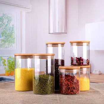 Glass Spice Storage Canisters with Bamboo Lid 6oz