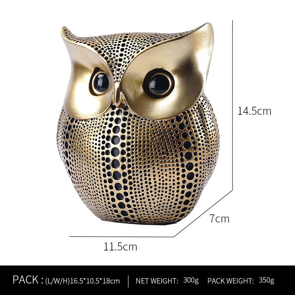 Golden Owl Figurines For Interior Resin Animal Statues Sculpture Home